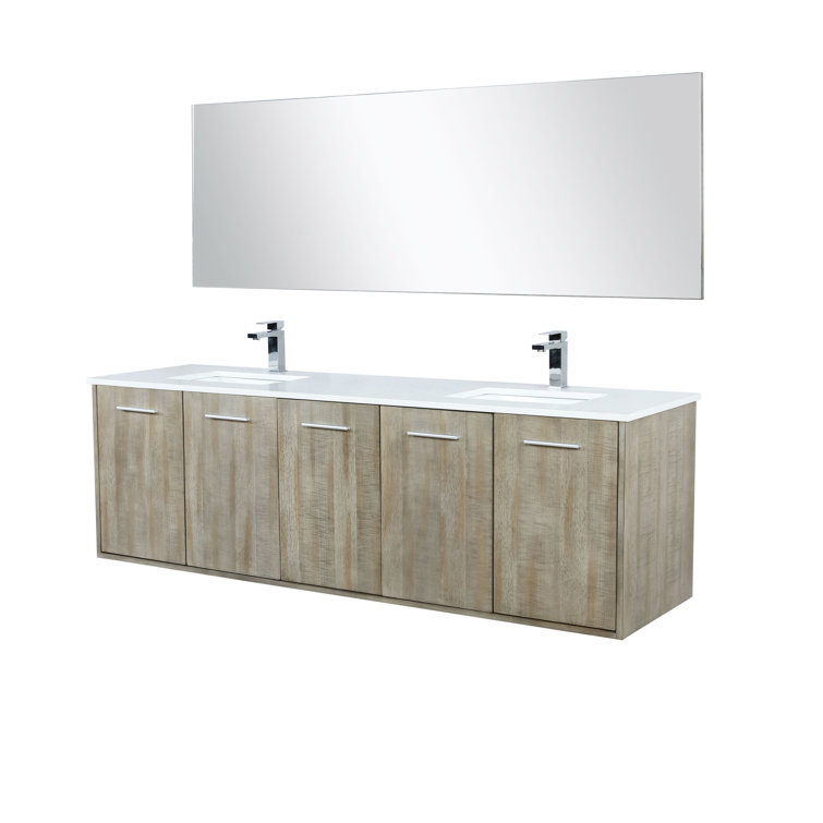 Lexora 72'' Wall Mounted Double Bathroom Vanity with Cultured Marble